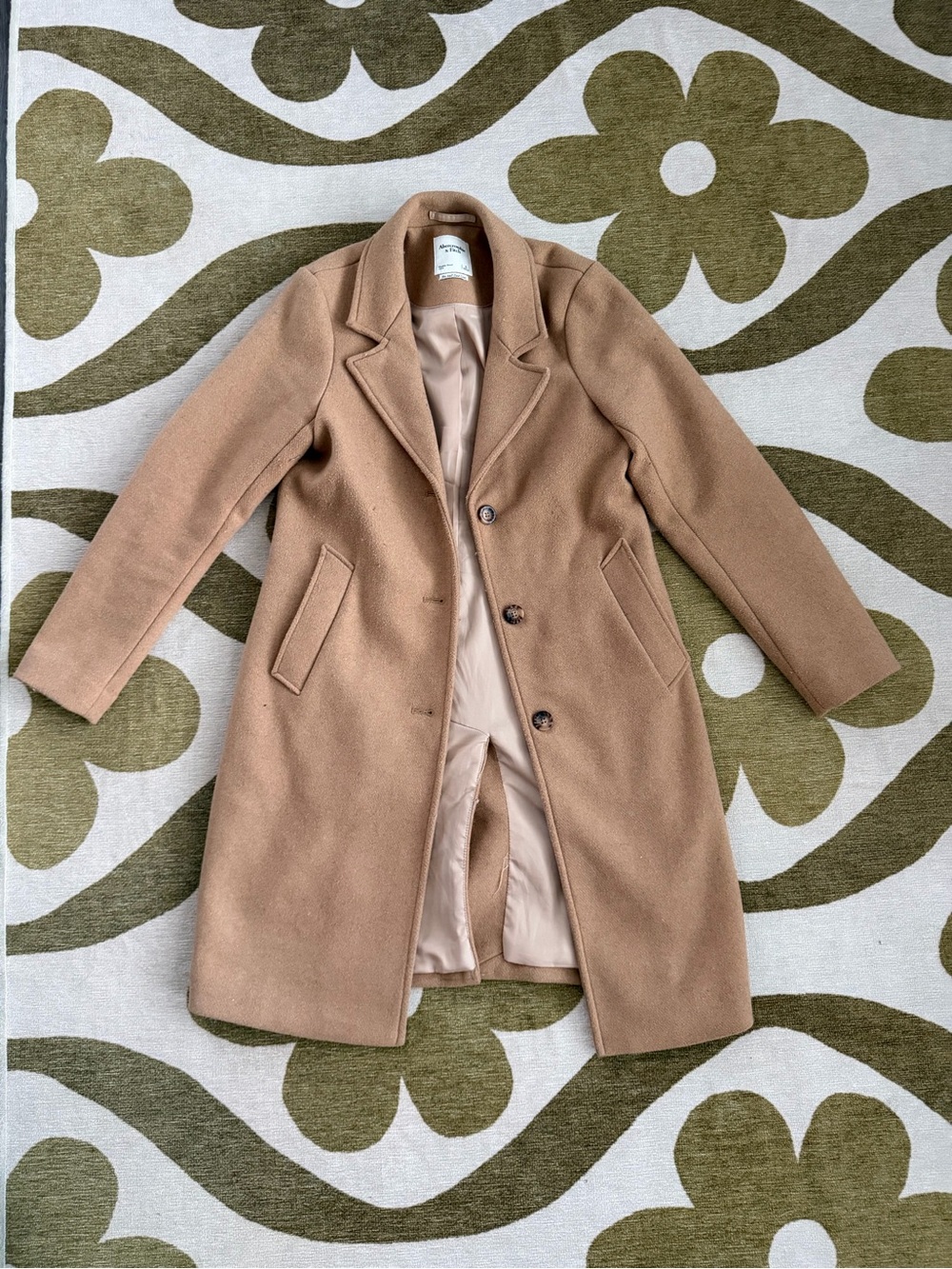 Abercrombie & Fitch Camel Wool-Blend Single-Breasted Coat